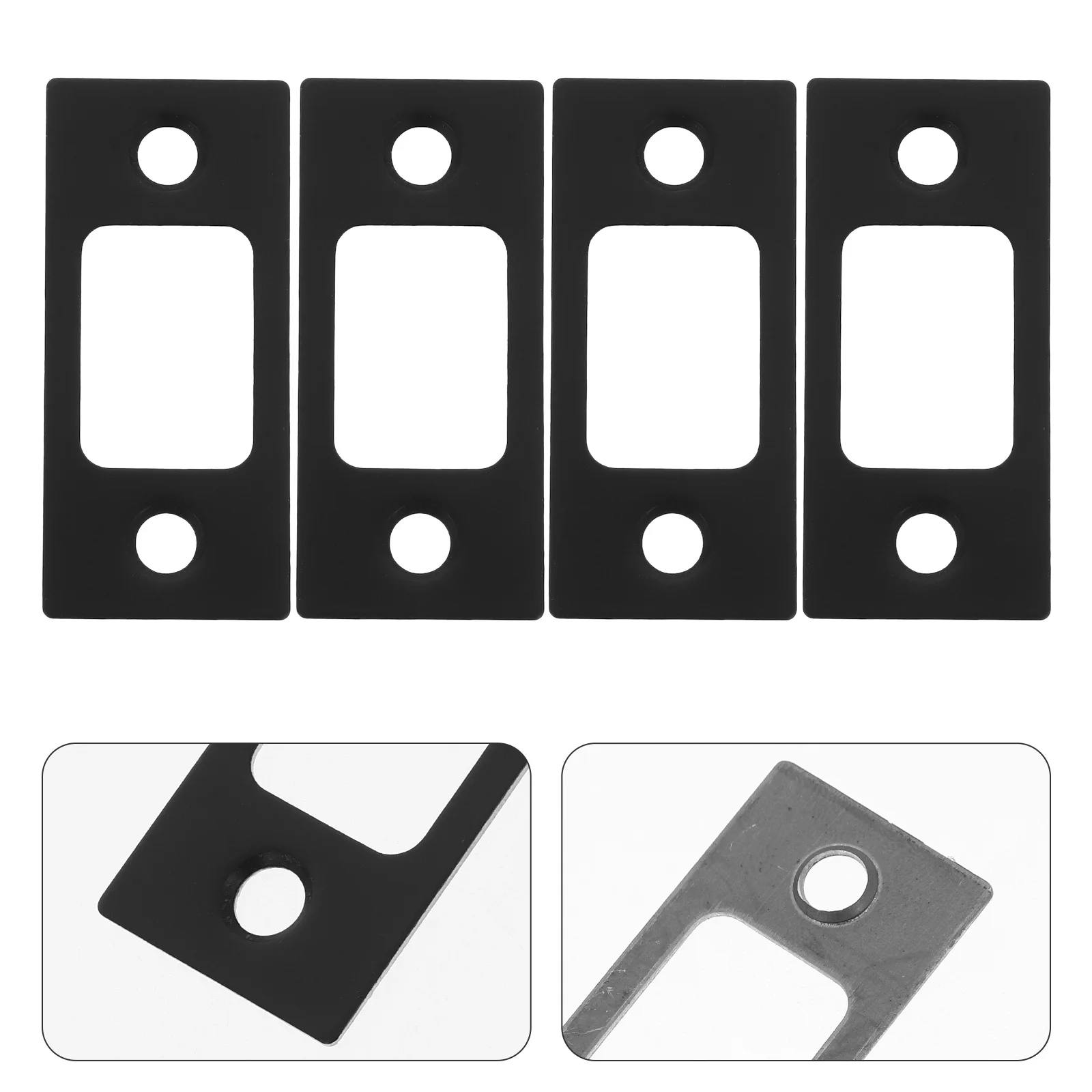 4 Pcs Lock Tongue Buckle Door Cover Plates Deadbolt Catch Square Corner Backplate Insert Stainless Steel Strike Striker