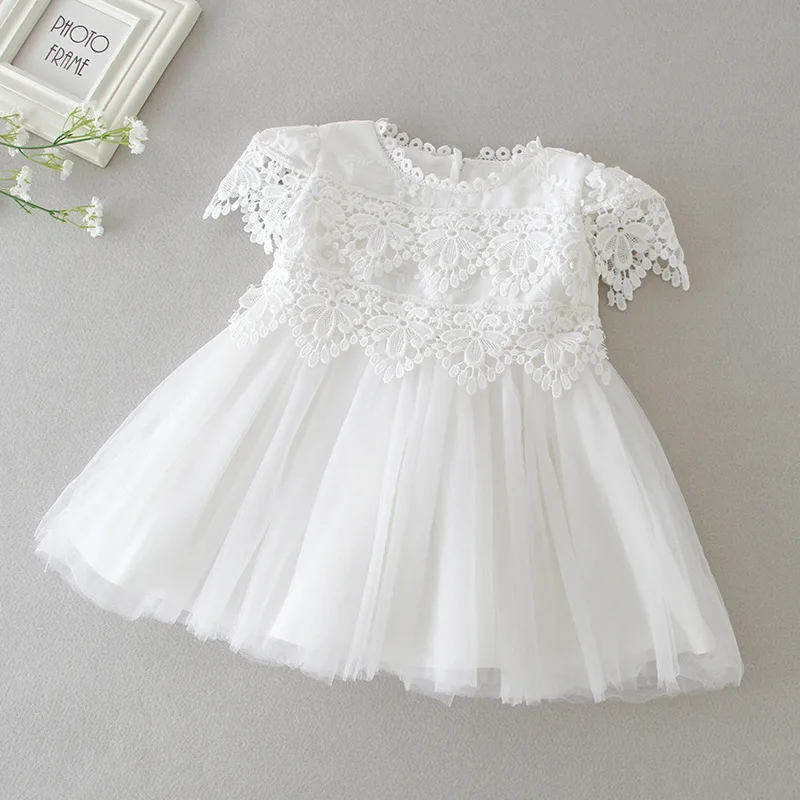 Newborn Girl Dress Baby Baptism Clothes Infant White Lace Birthday Dresses 0 3 6 12 18 24 Months