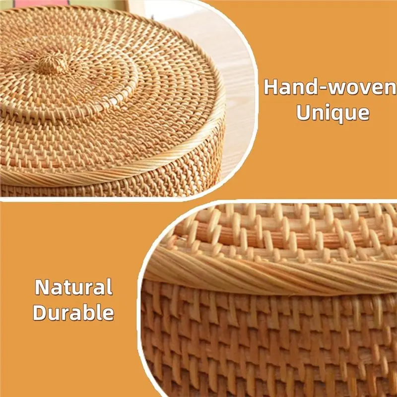 Taco Shell Storage Container, Rattan Tortilla Warmer, 10 Inches Handcrafted Tortilla Holder Basket With Removable Lid