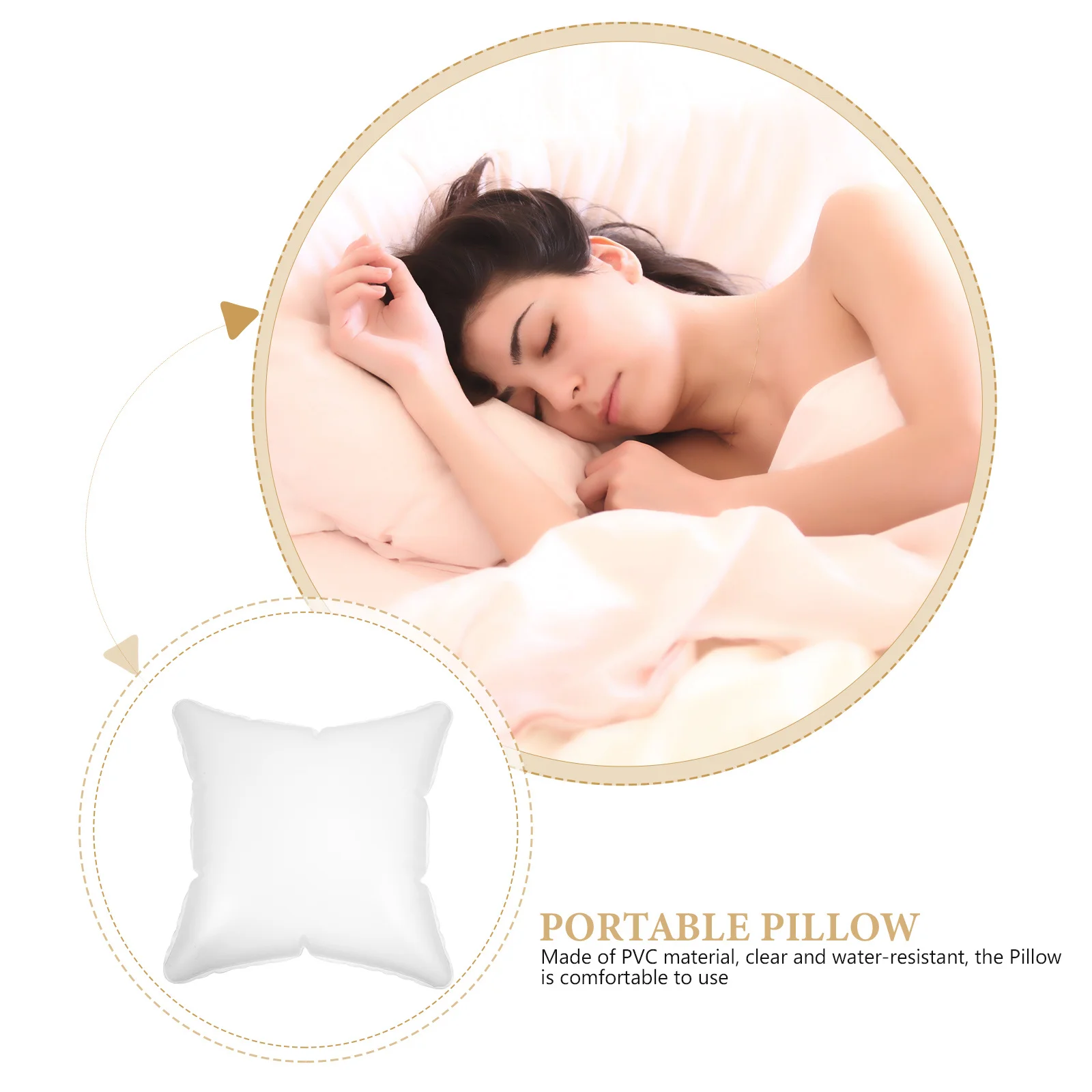 

Inflatable Pillow Portable Square Neck Rest Travel Cushion for Home Office Car Comfortable Support Cervical Spine Adjustable