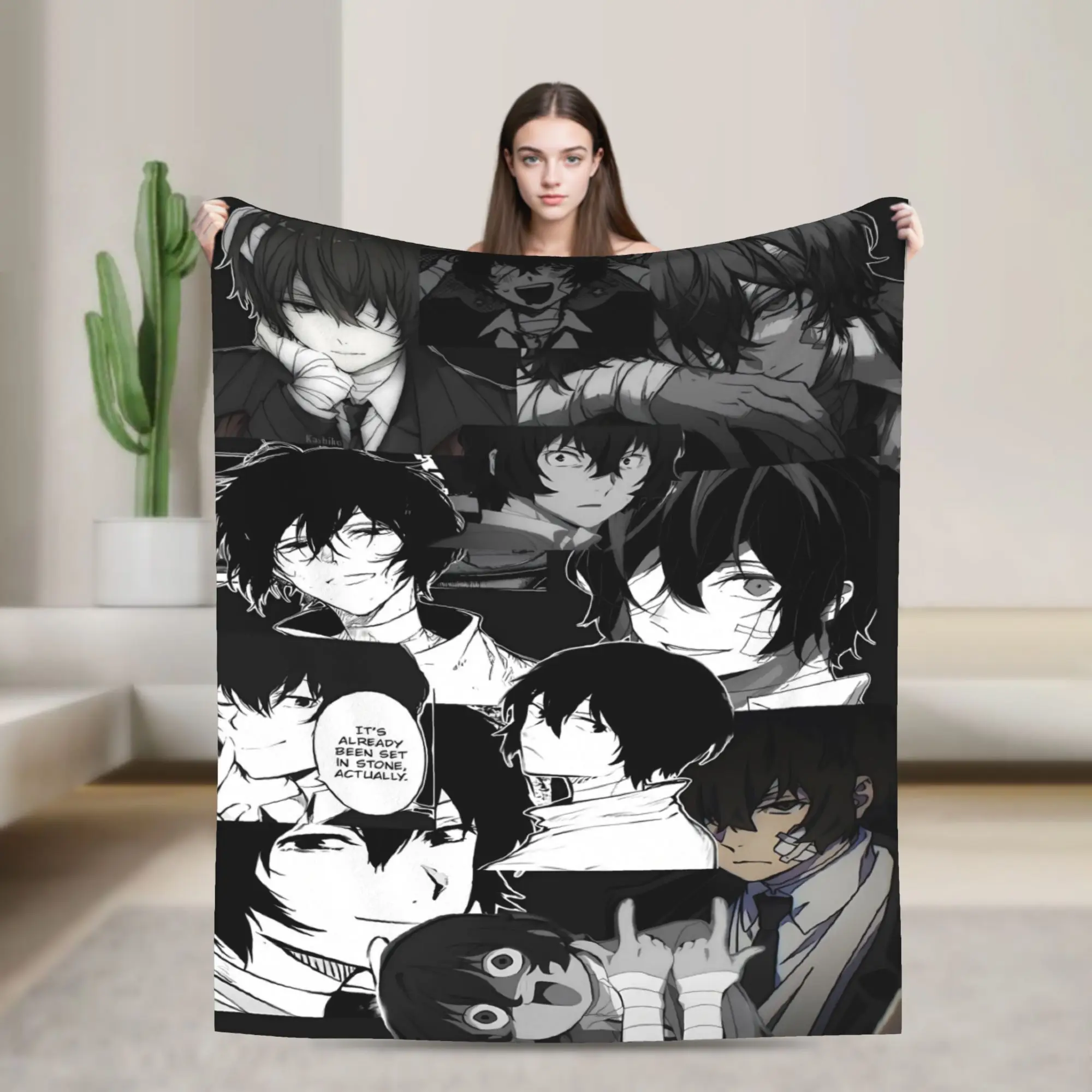 Dazai Bungo Stray Dogs Flannel Blanket  Warm Soft Throw Blanket for Home Decor Camping Graphic Bedspread Sofa Bed Cover