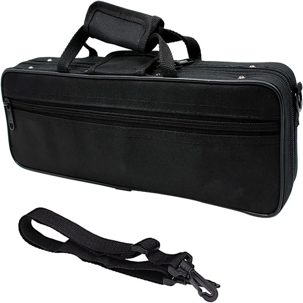 Oxford Cloth Flute Carrying Case with Adjustable Shoulder Strap 16 Hole Compatibility Flute Protective Bag Hard Shell
