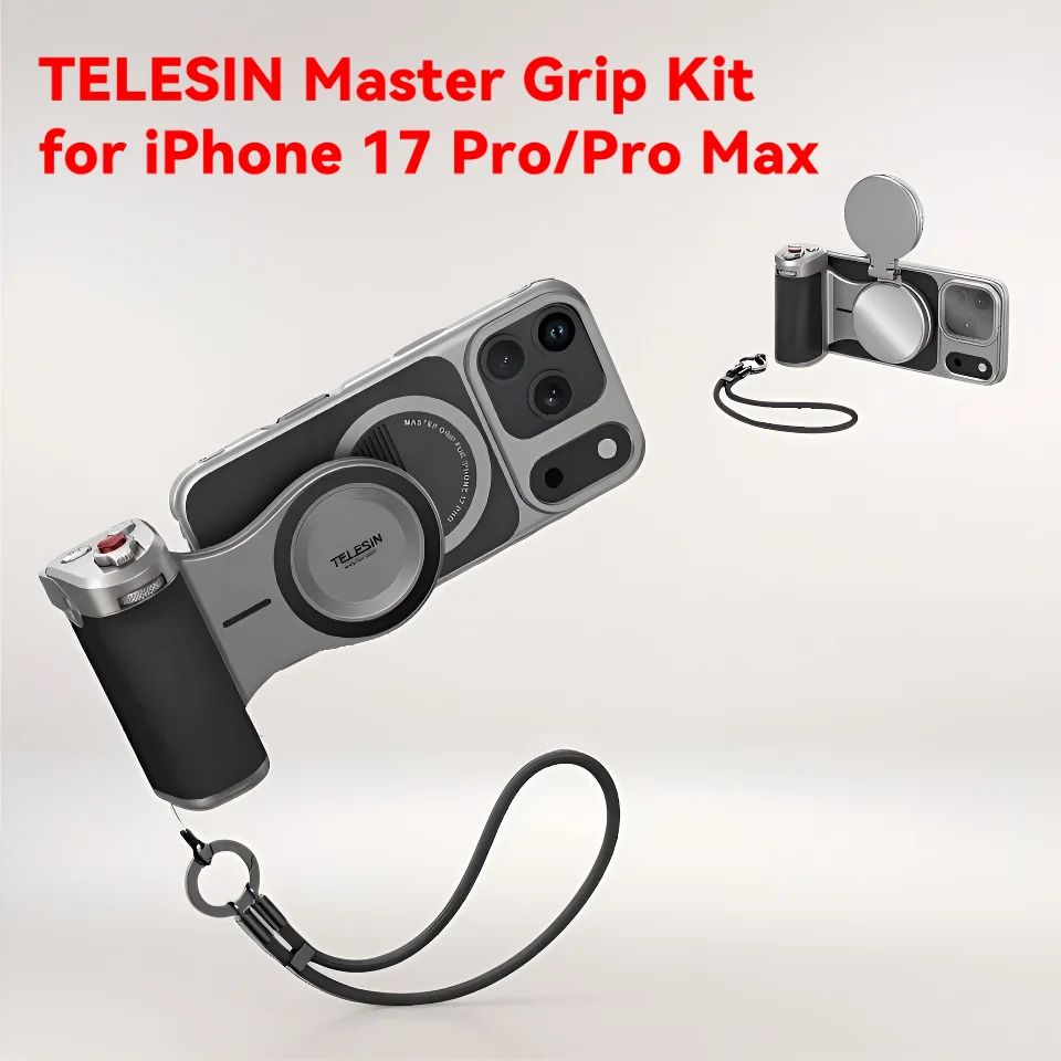 TELESIN Master Grip Kit for iPhone 17 Pro/Max Magnetic Eco-friendly Gaming Phone Camera Grip 3200mAh Battery Wireless Charging