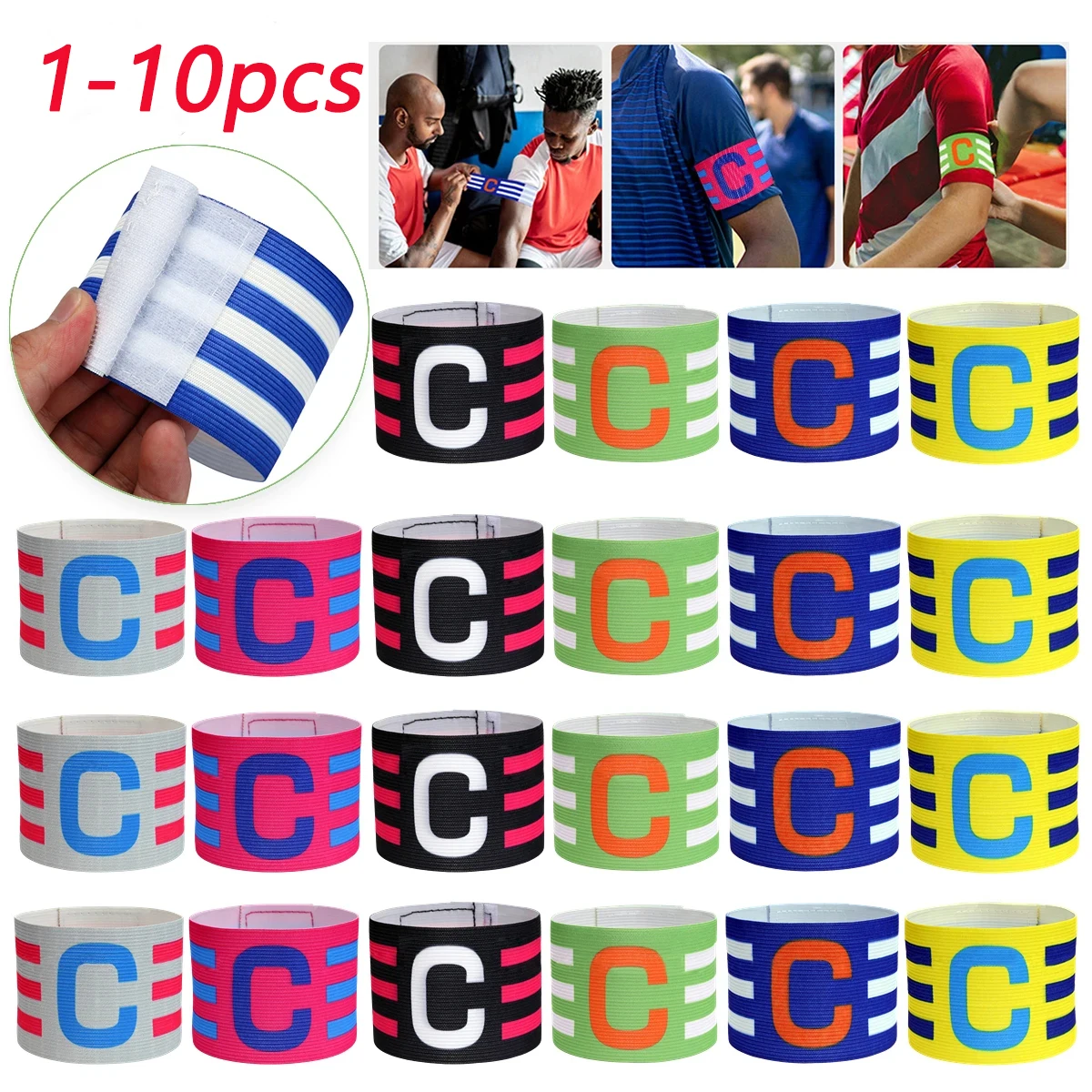 1-10pcs Leader Competition Armband Breathable Soccer Player Captain Group Armband Clear Icon Capitan Band For Football Captain