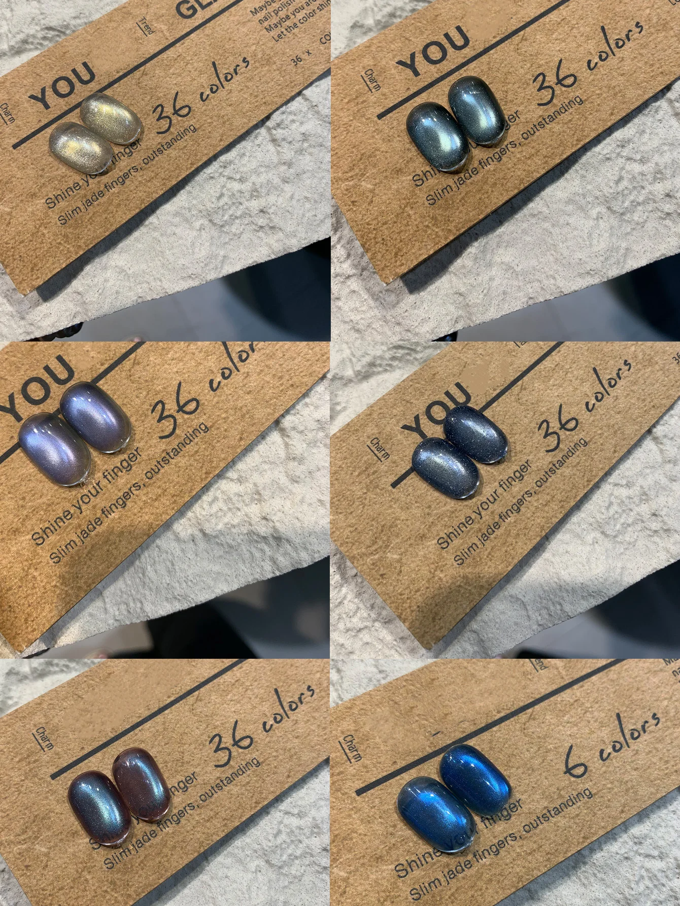 6 Pieces 15ML Blue Series Cat Eye Nail Polish Set Semi-Permanent Manicure Soak-Off UV LED Nail Art Salon DIY Nail Art Salon Gel