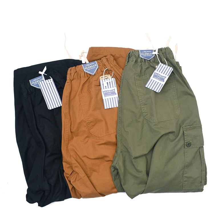 

Retro Japanese Sle Wide Leg Work Pants Multiple kets Waed Loose Straight Casual Trousers Cotton 00% Military een