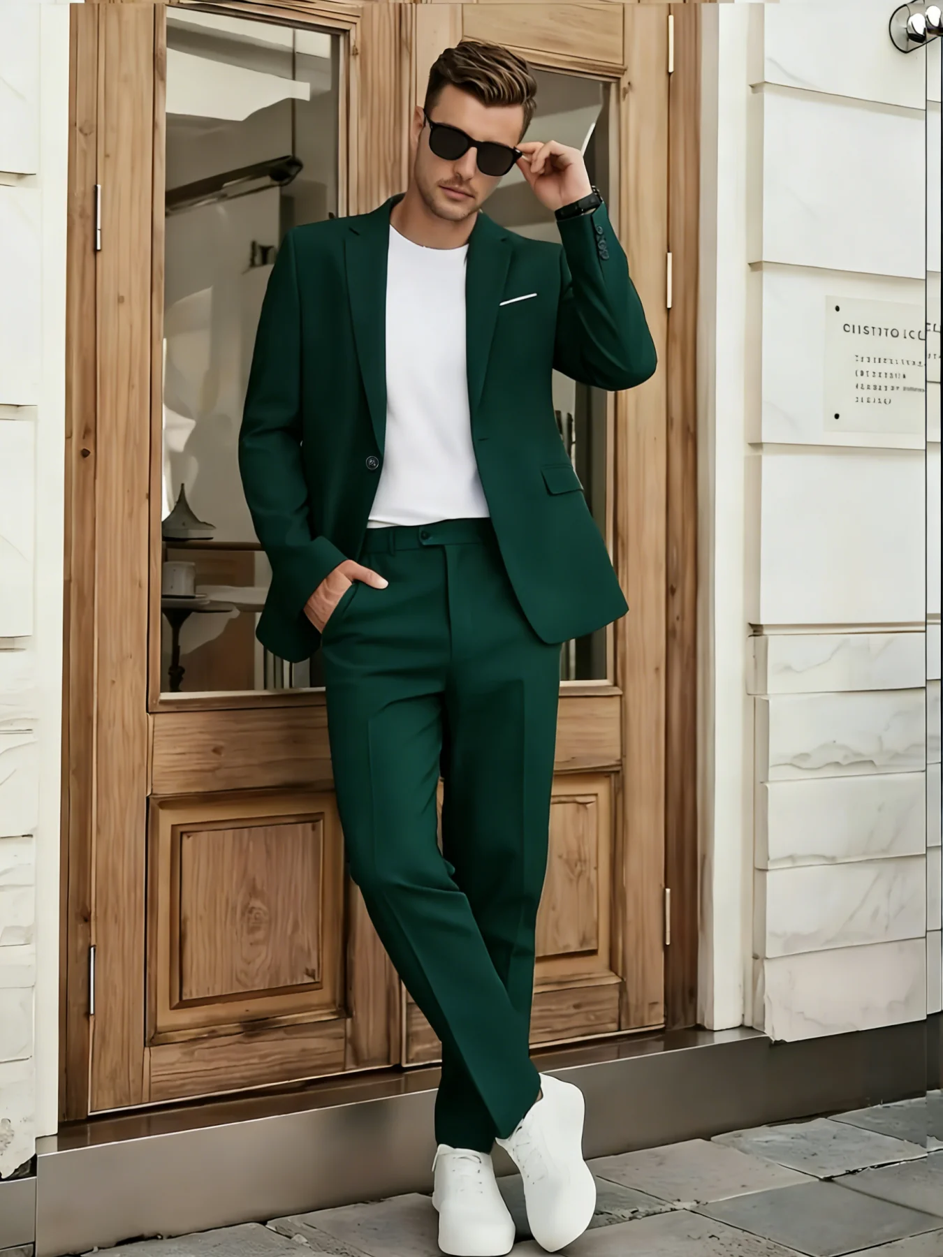 

Men's Suit 2pcs Set, Stylish Jacket And Pants, All-Season Formal Attire for Wedding Guest, Party And Event