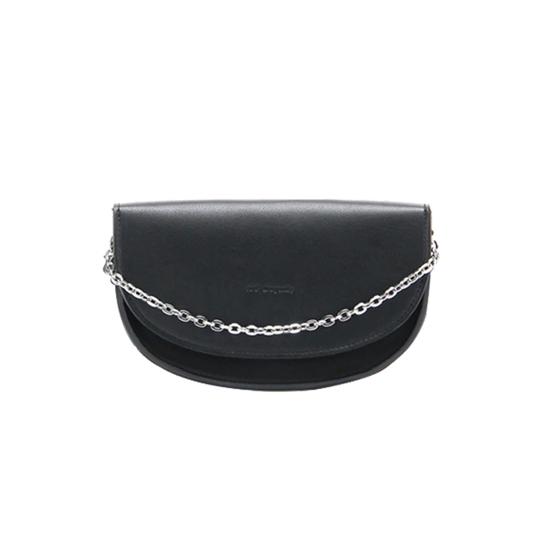 2024 New Fashion Semi-circular Shell Shaped Metal Chain Decoration Waist Bag Simple And Casual Versatile Portable Women's Bag