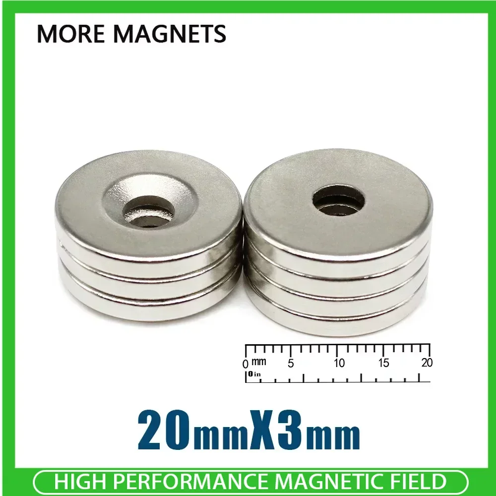 10/20/50/100PCS 20x3-5mm Countersunk Round Search Magnet with Hole Disc Permanent Super Strong N35 Neodymium Magnet