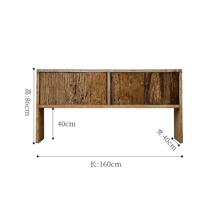 For Wabi Style Weathered Solid Old Elm Wood Entrance Cabinet Dining Sideboard Locker Homestay Hotel Tea House Furniture