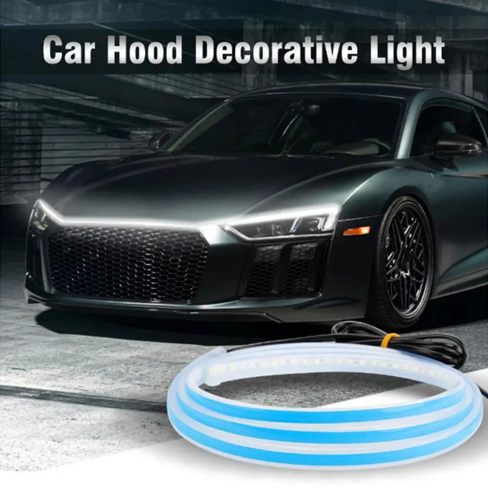 Car Daytime Running Light Strip Hood Mount Universal SUV Truck Auto Blue White LED Strip Car Modification Accessories