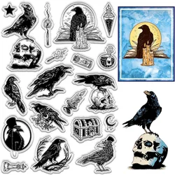 1Sheet Crow Clear Stamps Magic Potion Reusable Postmark Vintage Transparent Silicone Stamp Seals for Journaling Card Making