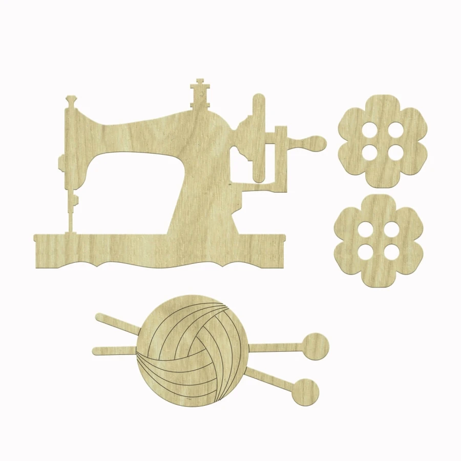 KD171 Sewing Machine Button, Skewers Mesh pcs Set Set Wooden Package Ornament