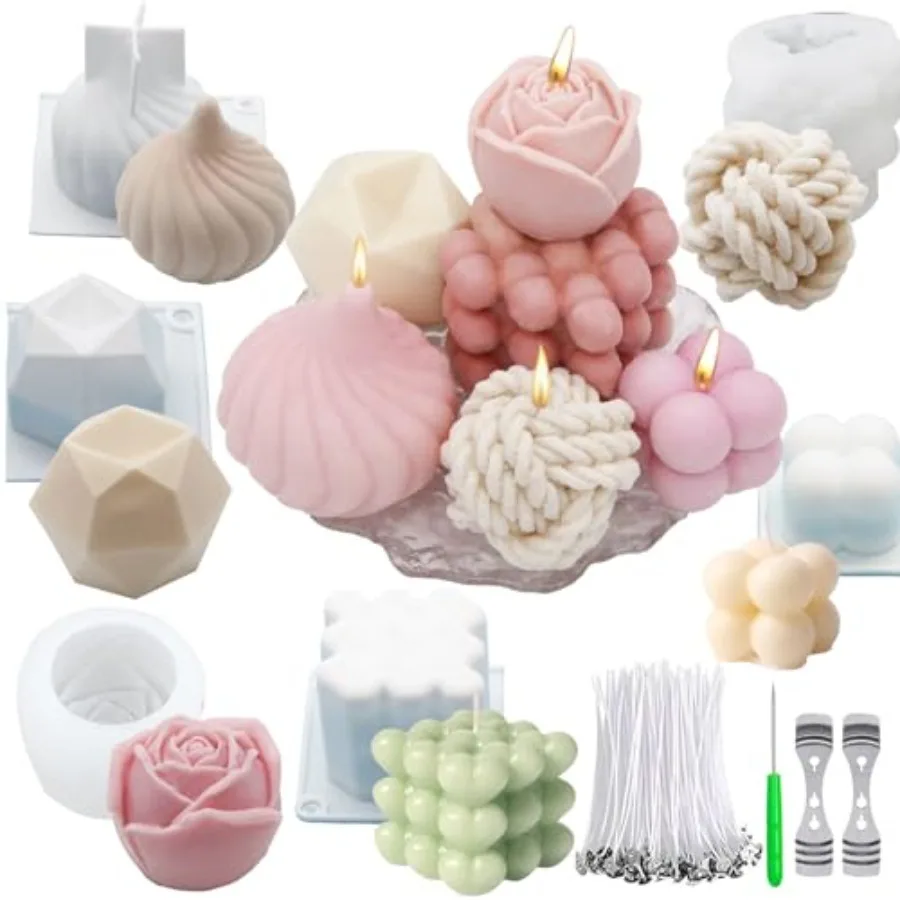 

Great for home DIY, silicone mold set perfect for making candles, cakes and soaps