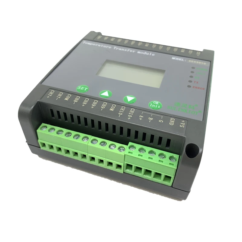 

10 channel temperature transmitter PT100 thermal resistance acquisition module LCD digital display RS485 communication SEC3010