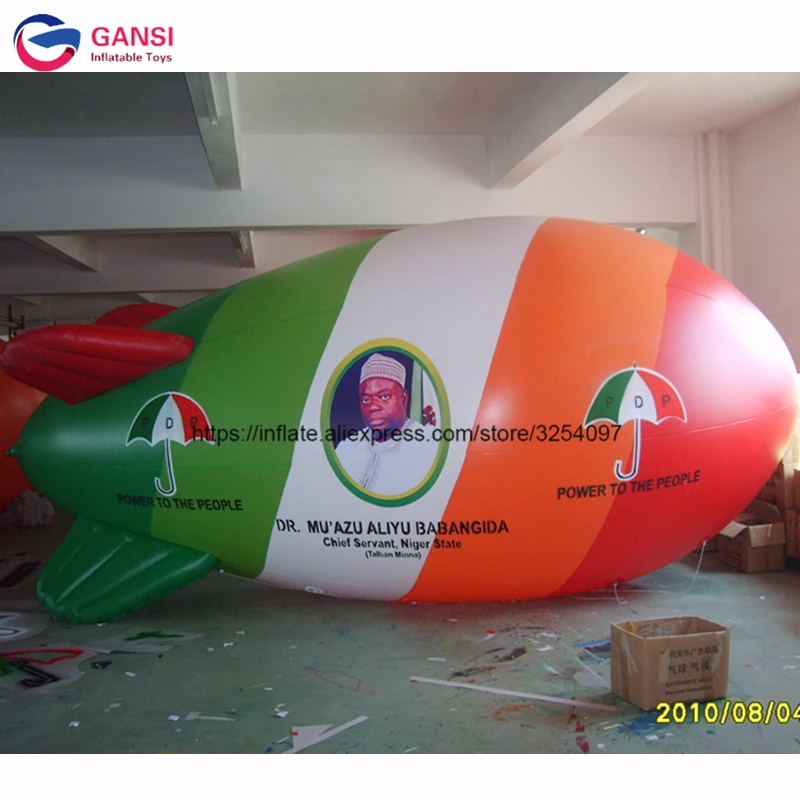 0.18Mm PVC Helium Advertising Blimp Flying Inflatable Airplane Shape Balloons Inflatable Airship With Customized Logo