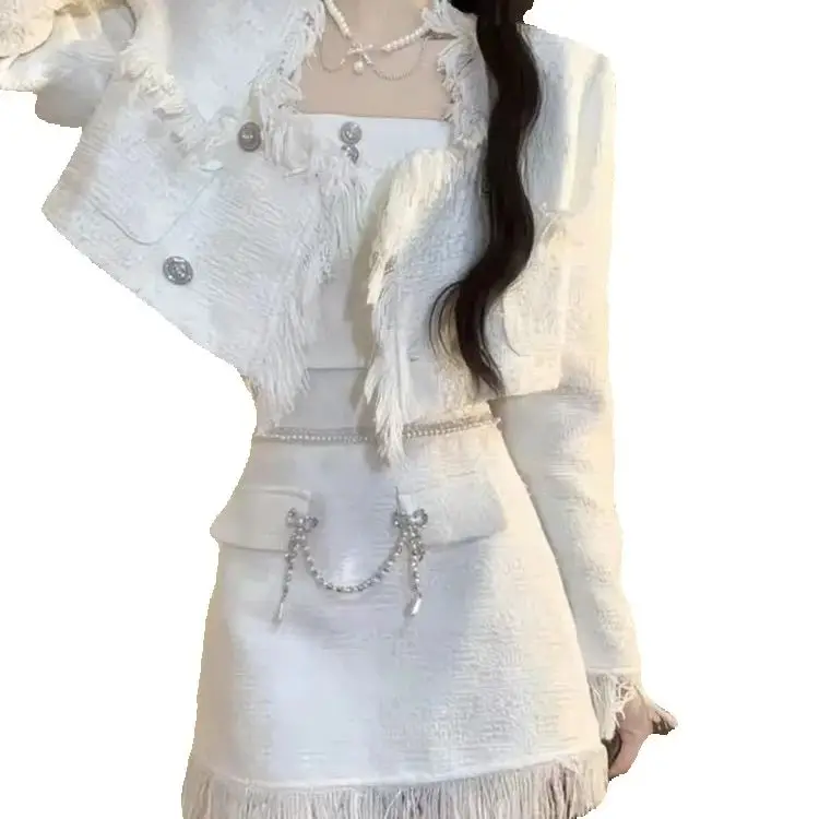 Autumn Winter Skirt Suit High-End Celebrity Style Gentle Fragrance Long-Sleeved Jacket High Waist