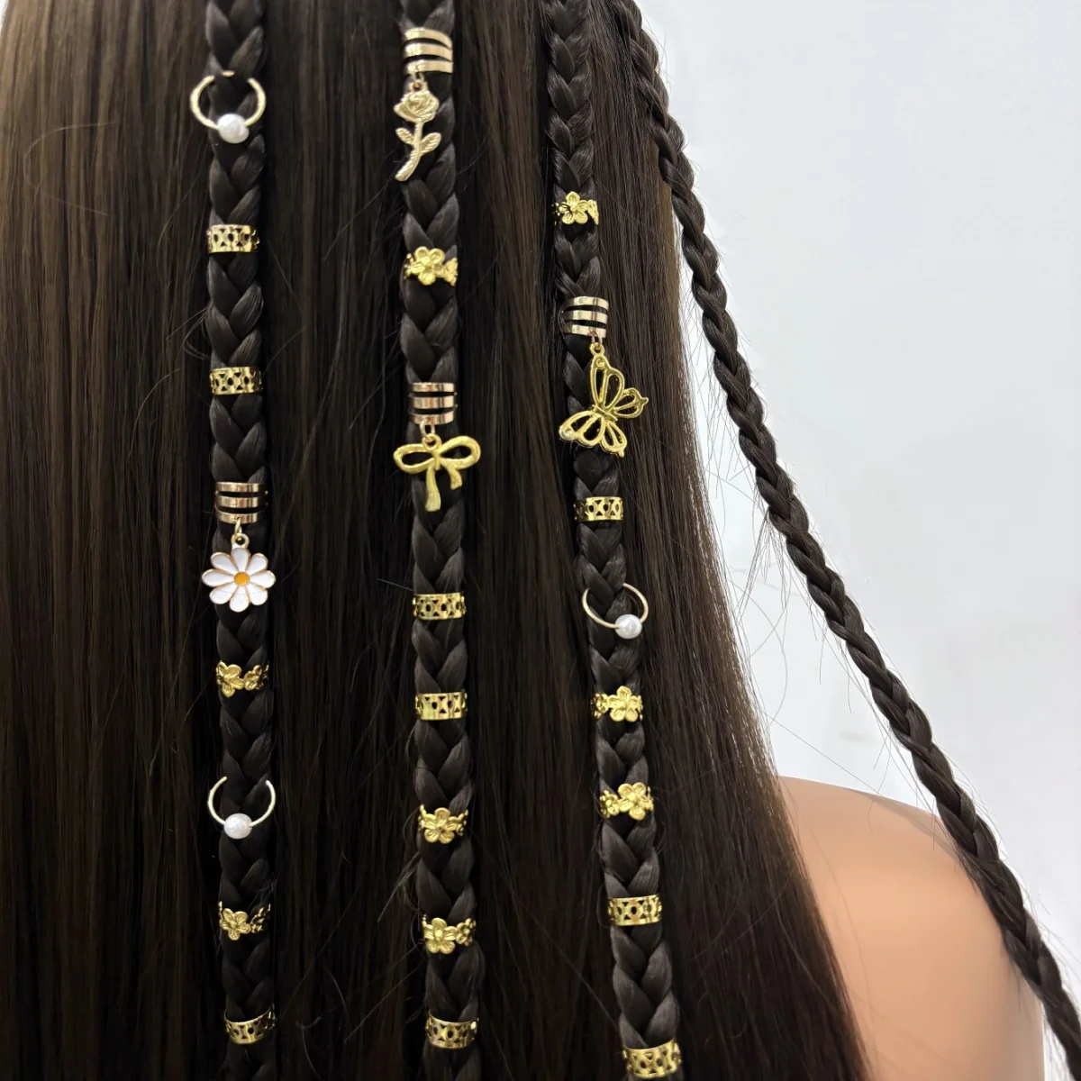 

28pcs The new butterfly Daisy rose pendant, dreadlock hair ring, and hair band are perfect holiday gifts for dates and walks