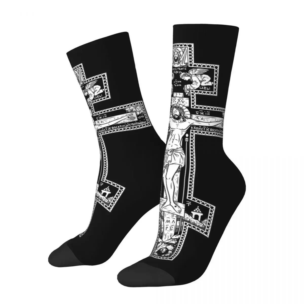 Orthodox Cross Classic Socks Men Women Fashion Christian Religion Religious Socks Harajuku Spring Winter Middle Tube Socks