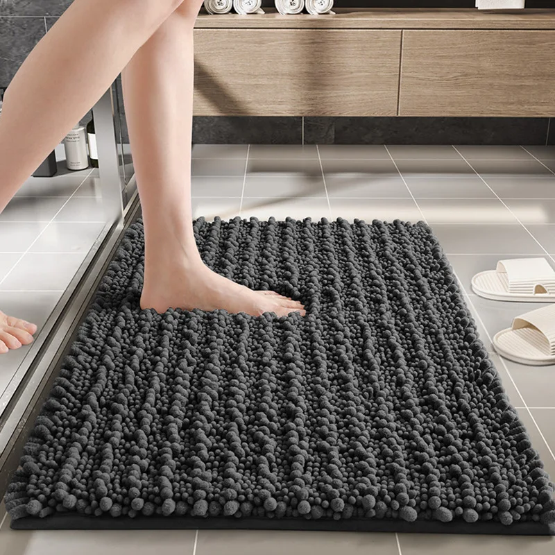 Chenille Foot Mat Thicken Super Water Absorbent Bath Mat Comfortable Anti-slip Bathtub Side Carpet Rug Easy Clean Bathroom Mats