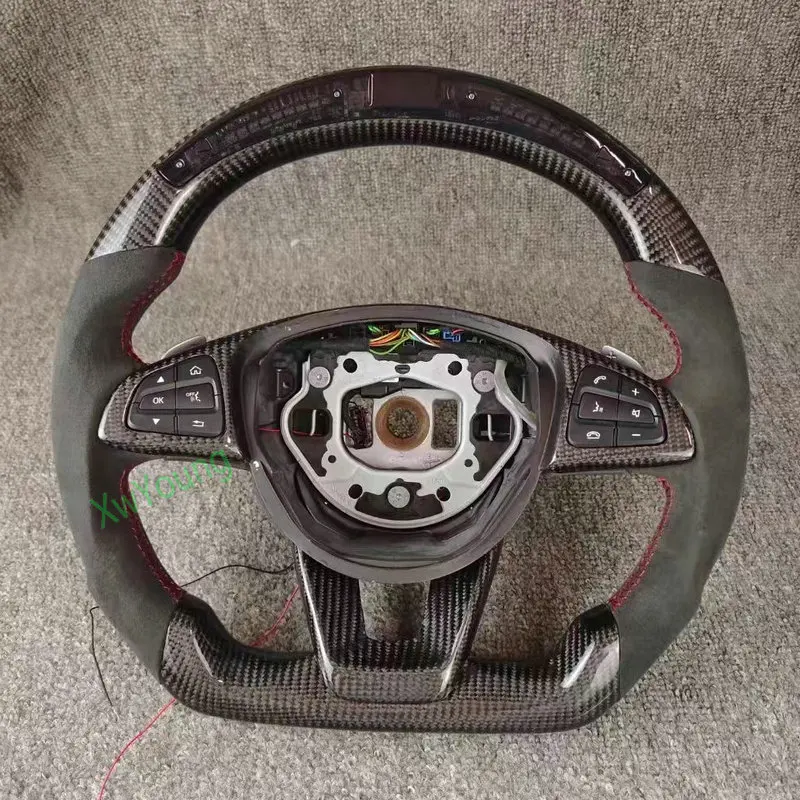 For Benz W176 W204 W205 W213 GLC GLE450 C200 C300 C63 C450 E63 A45 A250 (No Vibration) 100% Real Carbon Fiber Steering Wheel