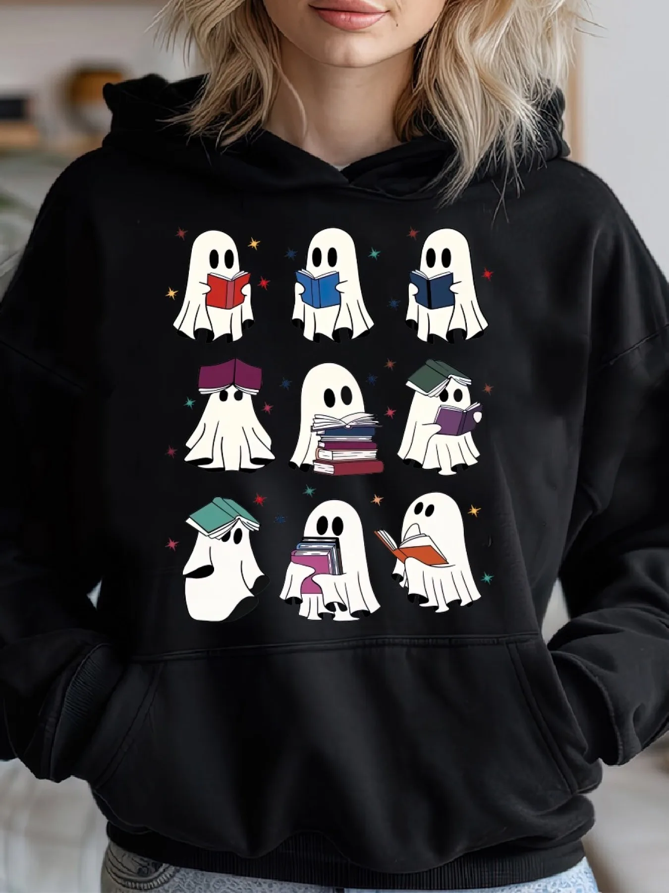 

Halloween Graphic Printing Autumn and Winter Pure Cotton Men's and Women's Hoodies Casual Outdoor Street Sports Training Brand