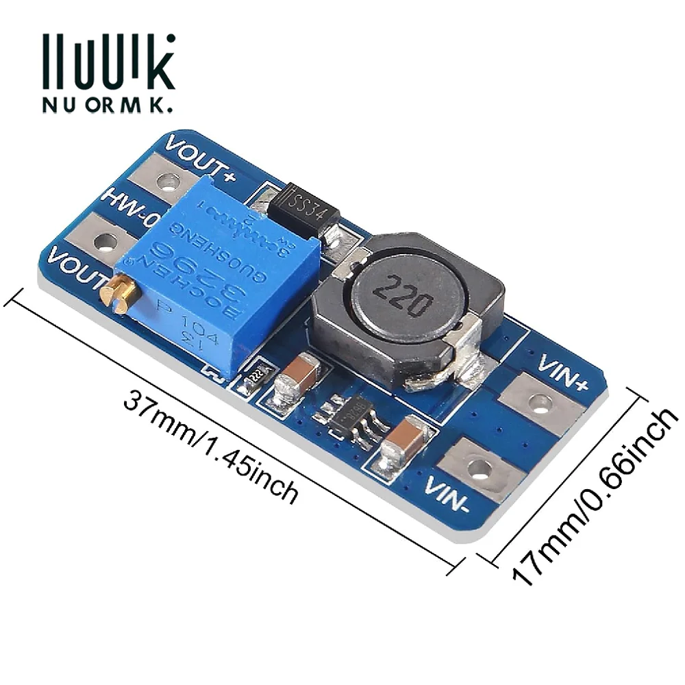 Immagine 5: 5/10 pz MT3608 Modulo step up regolabile Regolatore di tensione da 2 V-24 V a 5 V-28 V 2A Convertitore boost DC-DC