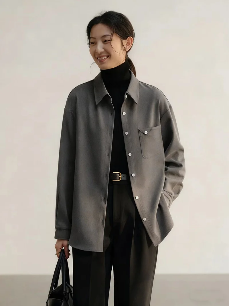 

Women's Long Sve irt 2025 New Sle Korean Loose Fit Floing Vintage Layering Inner Wear Top Slimming Blouse