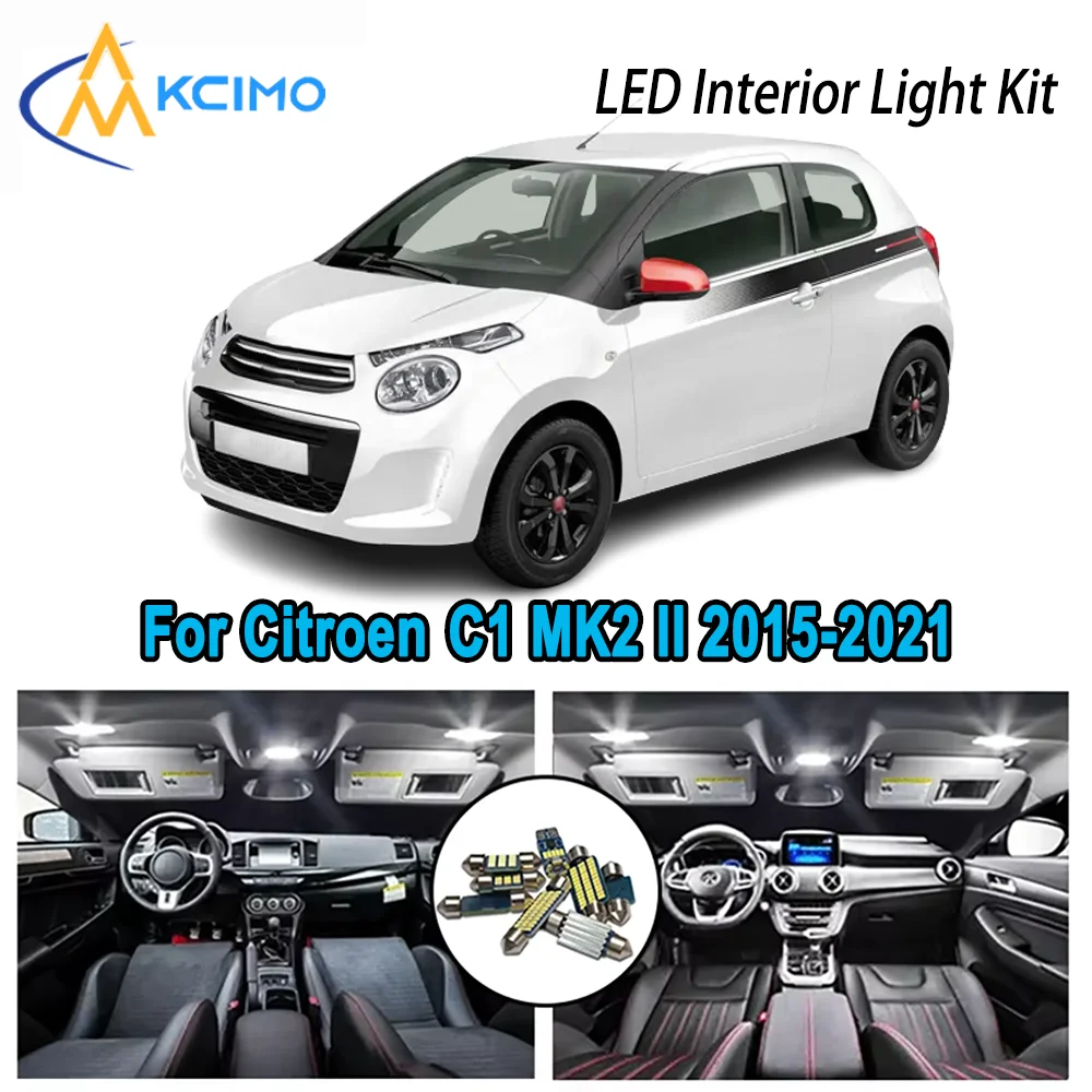 

High-Quality LED Interior Kit for Citroen C1 MK2 II 2015-2021 2016 2017 2018 Premium Error-Free Dome Map Trunk Automotive Lamps