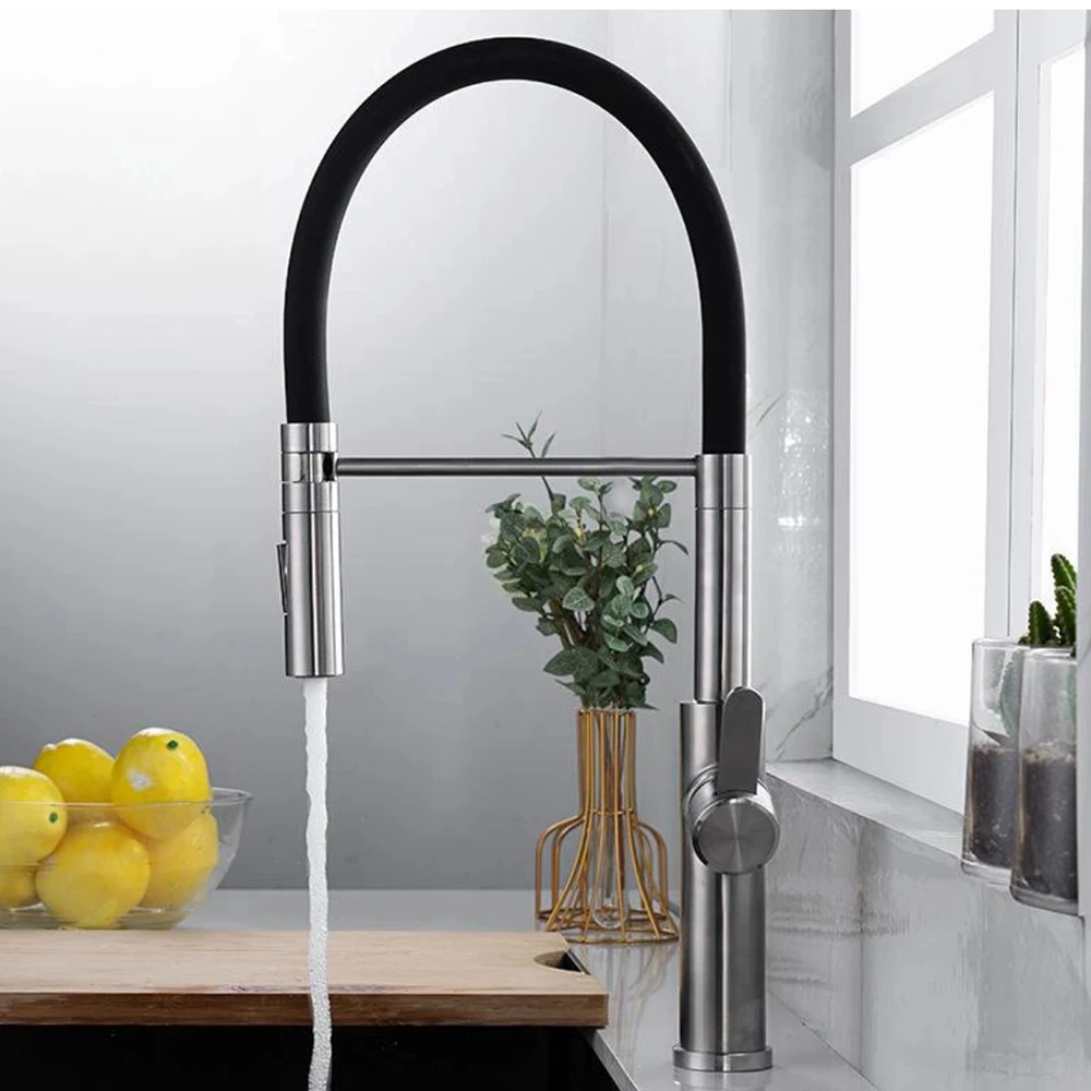 

Brushed Grey ,304 Stainless Steel Kitchen Sink Faucet With Two Model Water Out ,Hose 360 Rotation , Mixer Cold & Hot Watr