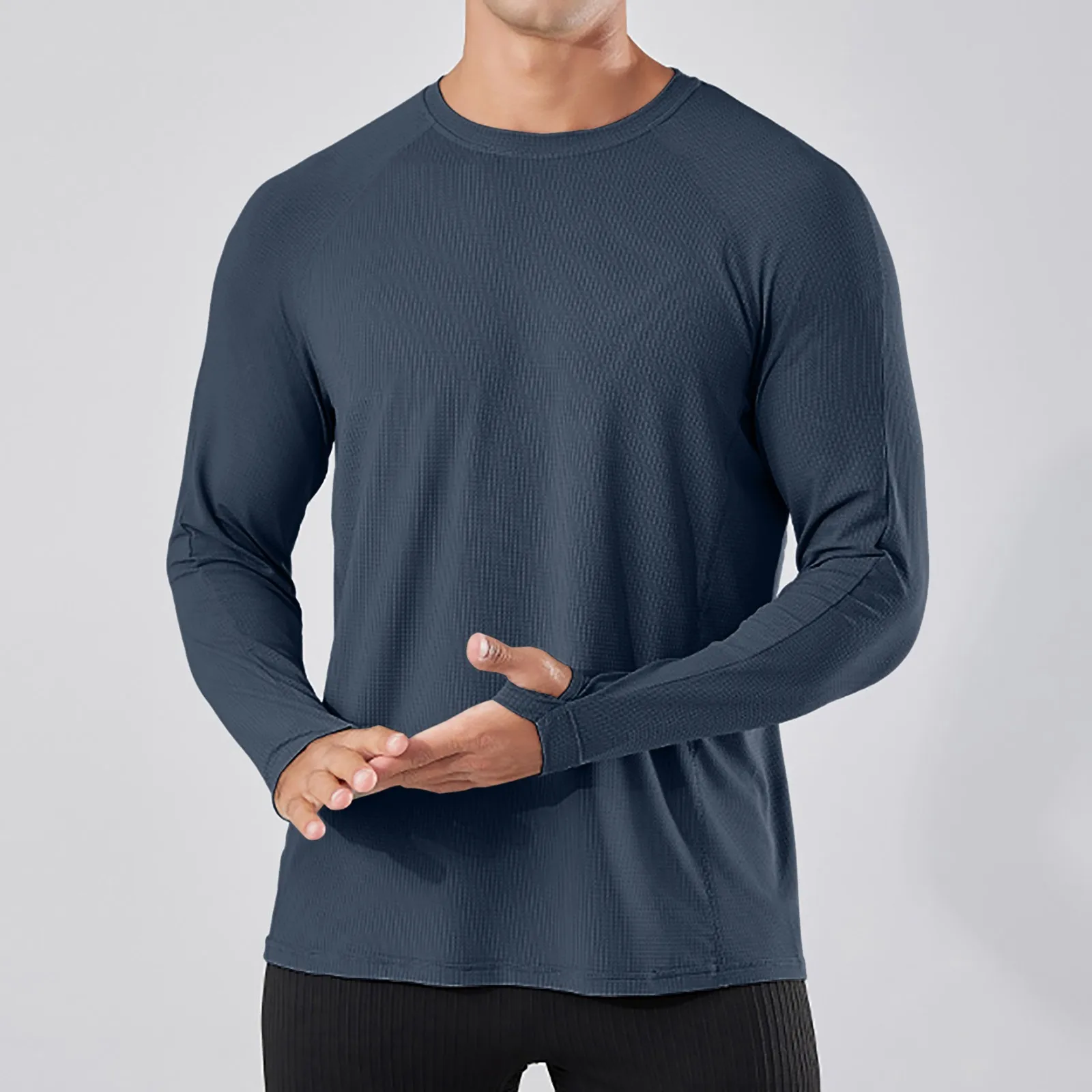 Bottom Silk Long Sleeve Men'S Round Neck Breathable T Shirt Sports Fitness With Top Outdoor Leisure Sports Pure Color Shirts