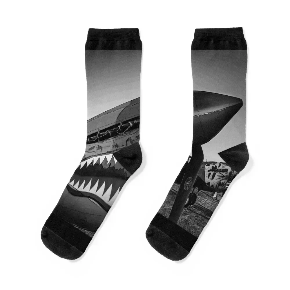 

Black and White Spitfire Teeth Socks Toe sports floral colored Run Socks Man Women's