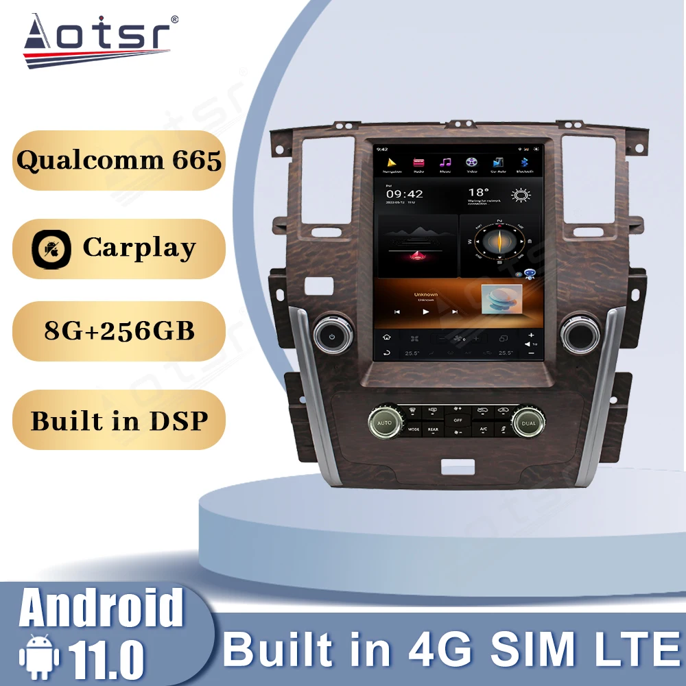 

12.1 Inch Car Radio Multimedia Player Android 13.0 Qualcomm Snapdragon For Nissan Patrol 2010-2018 GPS 4G LIT CarPlay Head Unit