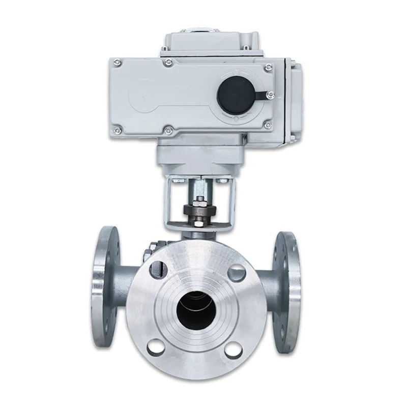 High Quality T Type CF8 CF8M 304 Stainless Steel Electric Actuator Flange Customizable OEM Three-Way Ball Valve for Water Supply
