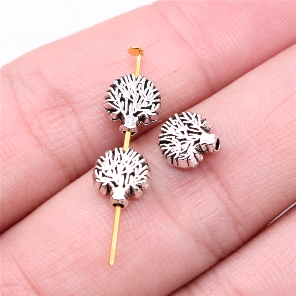 WYSIWYG 20pcs 8x8mm Antique Silver Color Tree Beads For Jewelry Making DIY Jewelry Findings