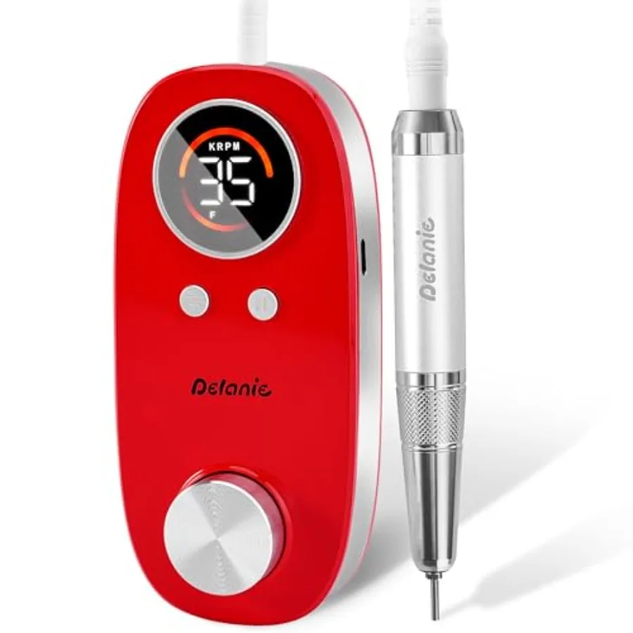 Rechargeable Nail Drill for Acrylic and Gel Nails 35000 RPM Efile with 5000mAh Battery Portable Electric Nail Drill Coreless Mo