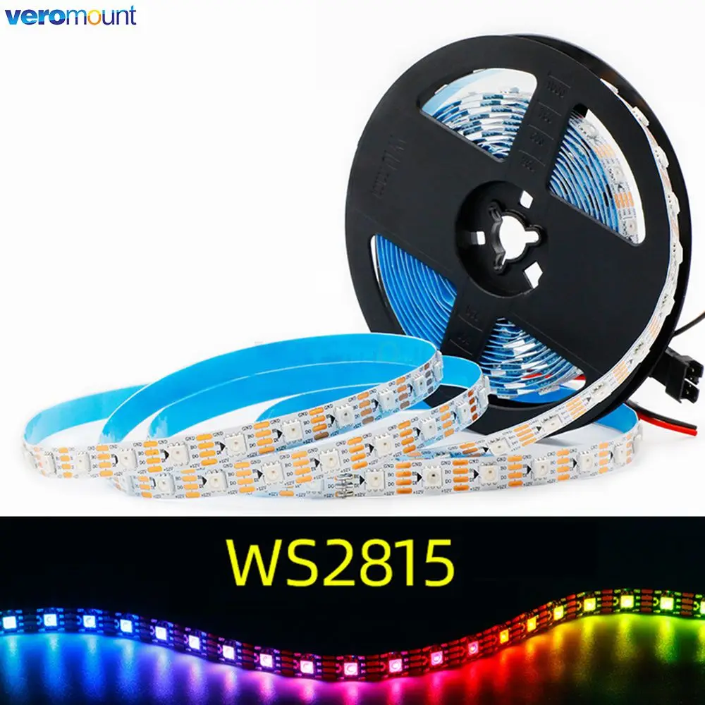 WS2815 (WS2812B WS2813 Updated) RGB Pixel LED Strip Smart Individually Addressable Dual-Signal 30/60/144 LEDs/Pixel/m DC12V 4Pin