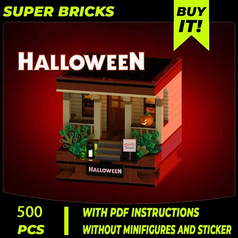 Street View Model Moc Building Block Modular Halloween House Model Technology Brick DIY Assembly Build Toy Holiday Gifts