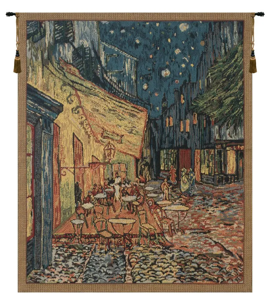 Vincent Van Gogh Terrace Vintage Tapestry Wall Hanging 40 x 33 in