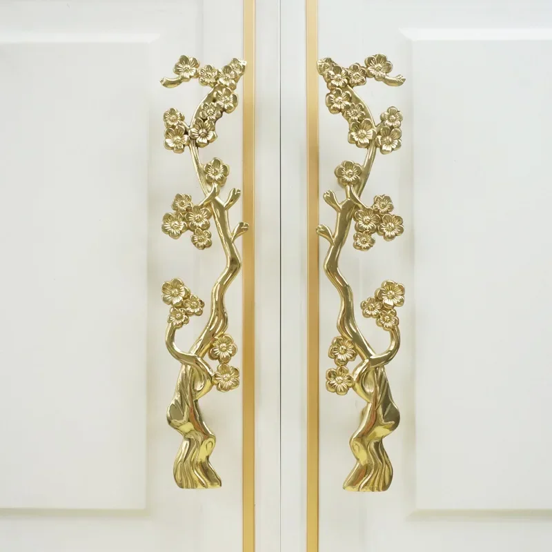 

Brass Plum Blossom Branch Shape Long Handle Wardrobe Kitchen Cupboard Cabinet Door Drawer Pulls Decor Furniture Handles Hardware