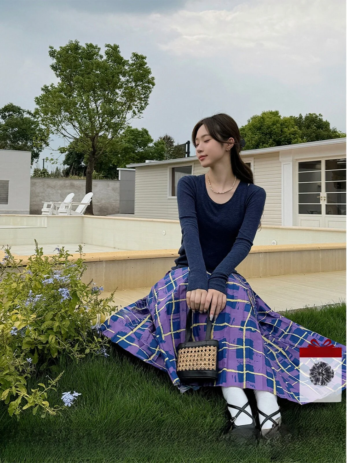 

Вязаный свитер DEARSOCUTE, имитация двухслойного, прямой крой, длинный рукав, круглый вырез, для повседневной носки