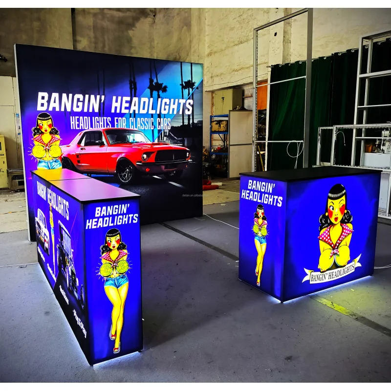 (Customized) Detian offering advertising light boxes led metal exhibition double side sign display sec lightbox foldable sec fab