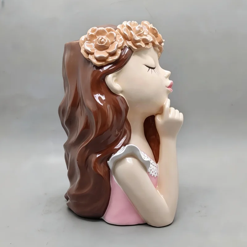 Contemplative Flower Fairy Vase Large Silicone Mold DIY Resin Gypsum Desktop Pot Plant Mold Home Decor Tool view 6
