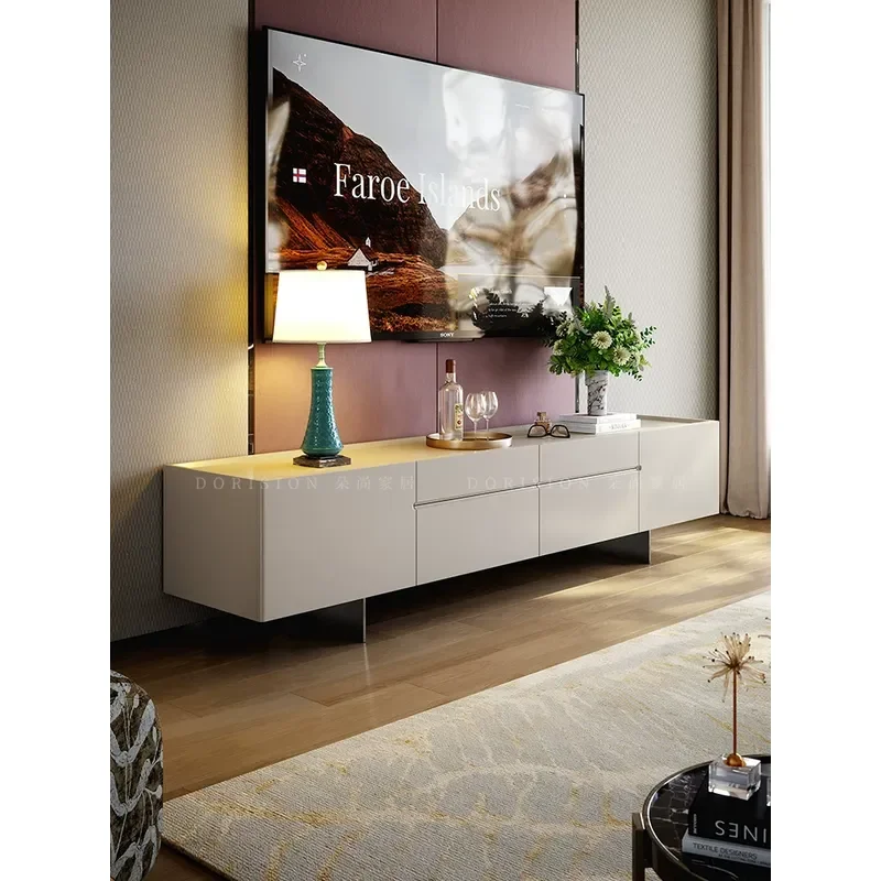 Modern Minimalist Solid Wood TV Cabinet Tall Storage Unit for Living Room Household Integrated Media Console Furniture