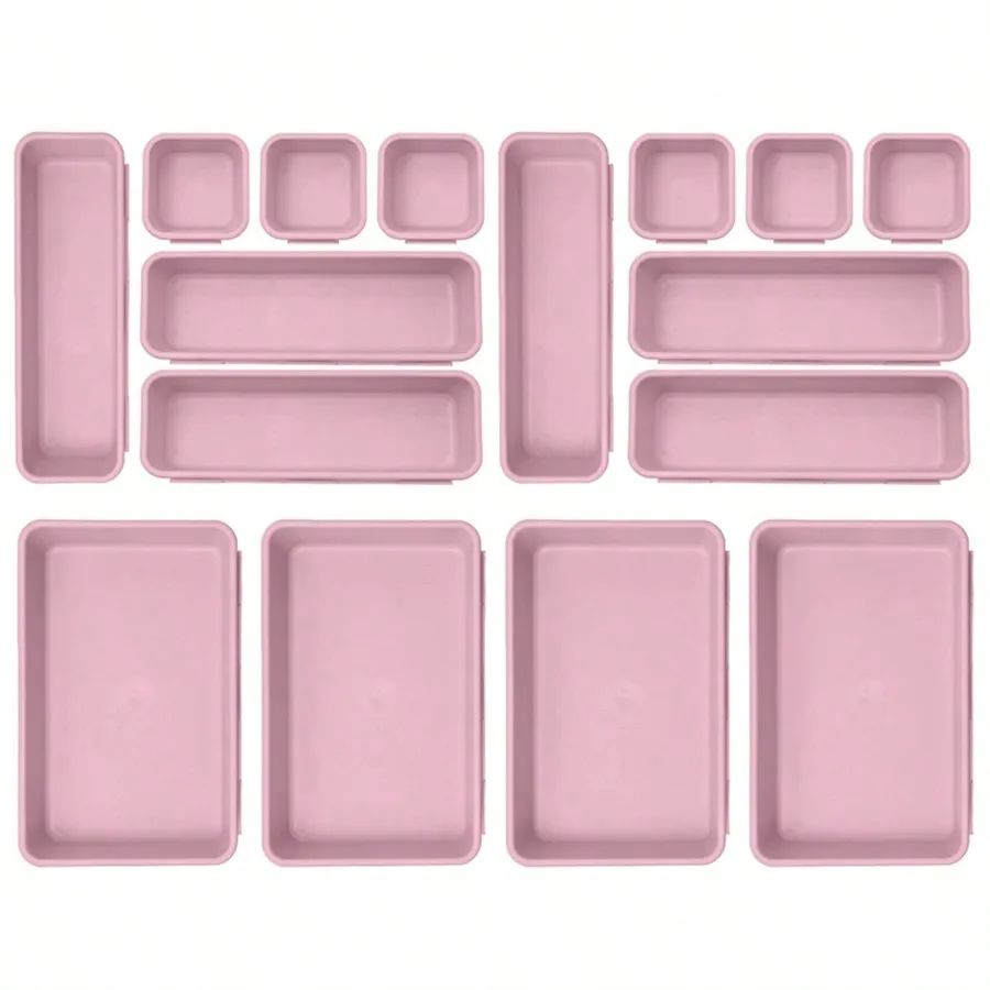 

16 PCS Plastic Drawer Organizers, Dresser Organizers For Cosmetics, Jewelry, Cutlery, Gadgets, Trash, Kitchen, Bedroom, Bathroom