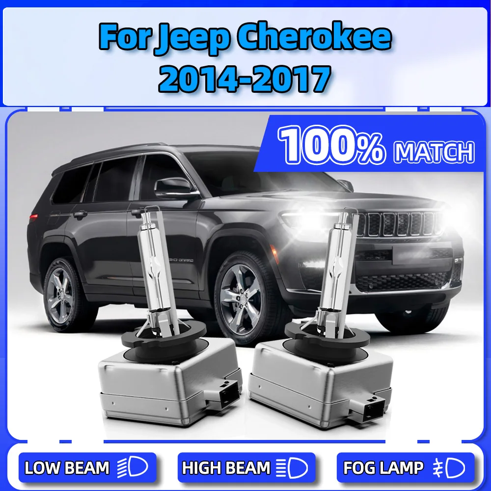 

Автомобильные фары 6000 лм, 2 шт., 2014 K, белые, Plug And Play, Ксеноновые фары для Jeep Cherokee 2016, 2015, 2017,