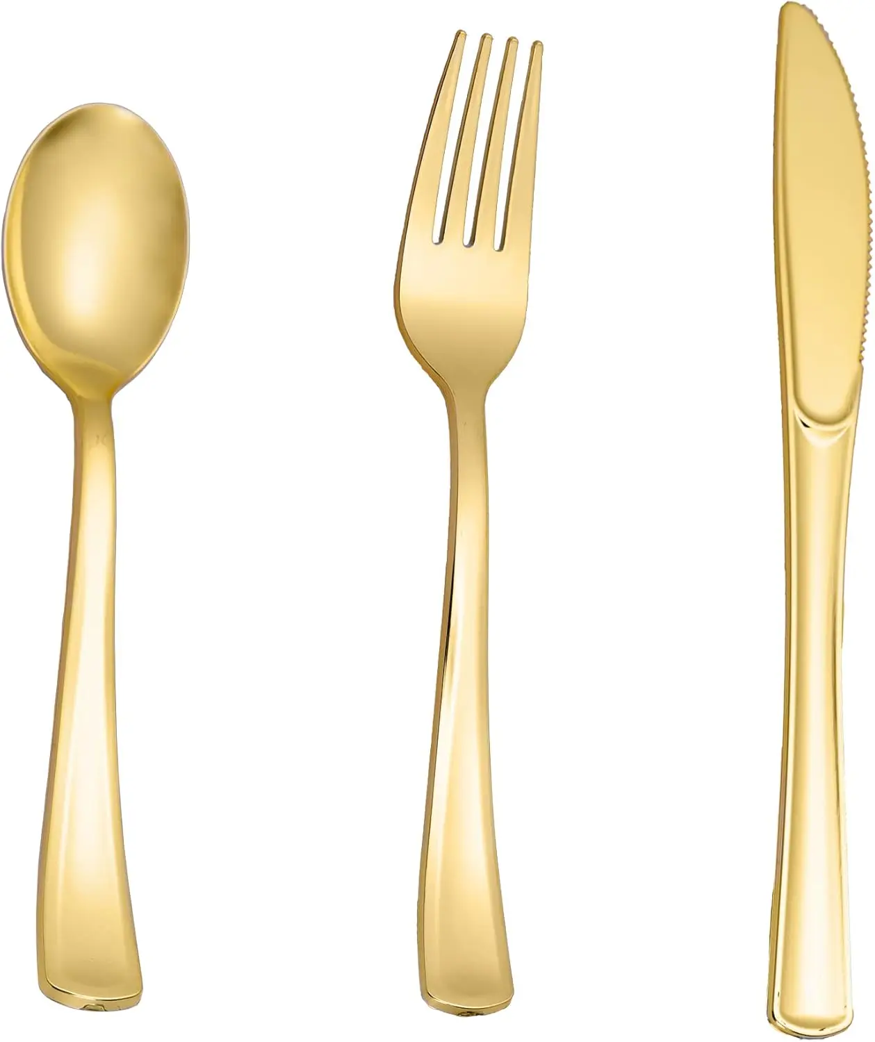 

500PCS Gold Plastic Silverware - Gold Plastic Cutlery Set Disposable Flatware Dinnerware -200 Forks, 150 Spoons, 150 Knives