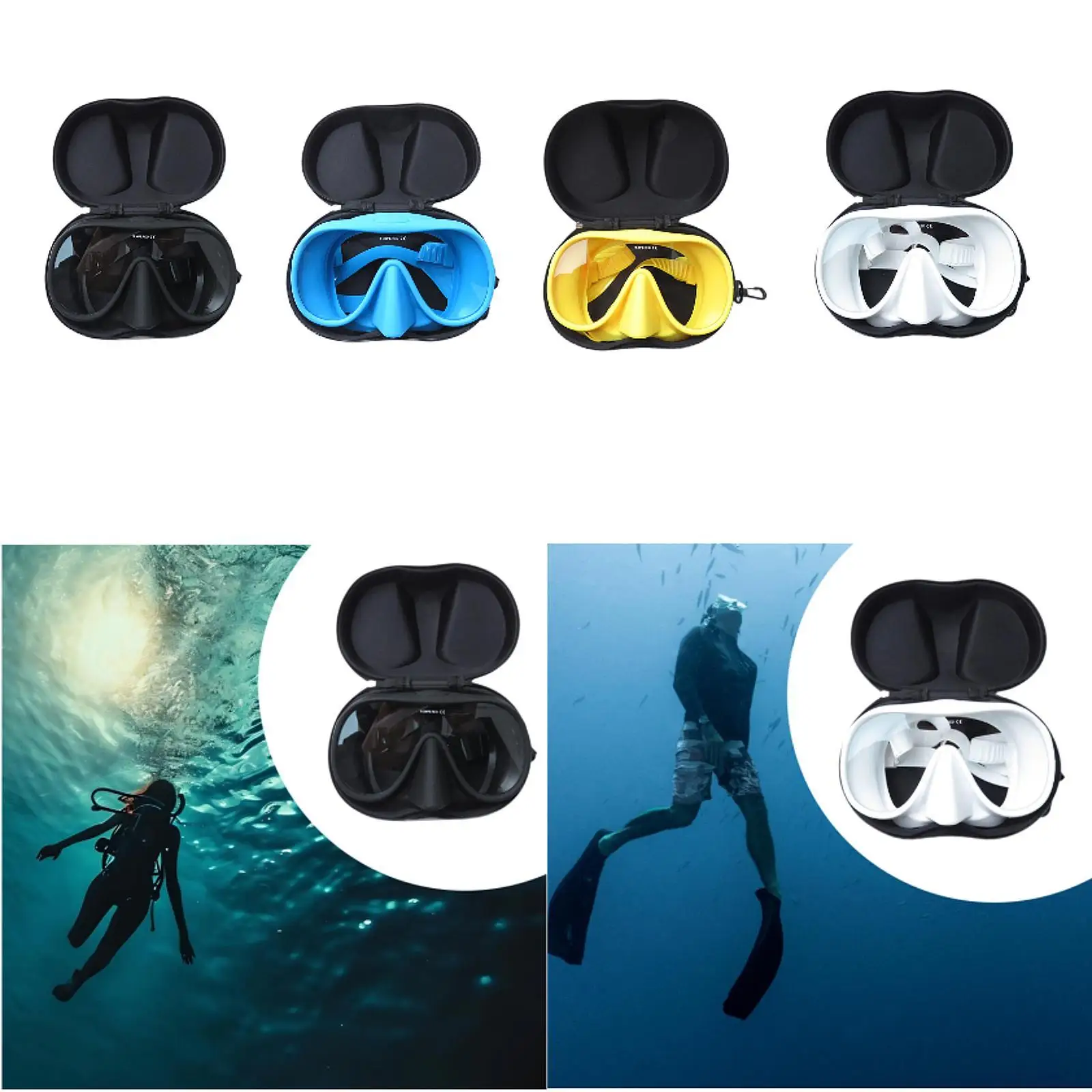 

Freediving Mask for Adults with Storage Case Eyewear Portable AntiFog Diving Mask with Nose Cover for Surfing Summer Snorkeling