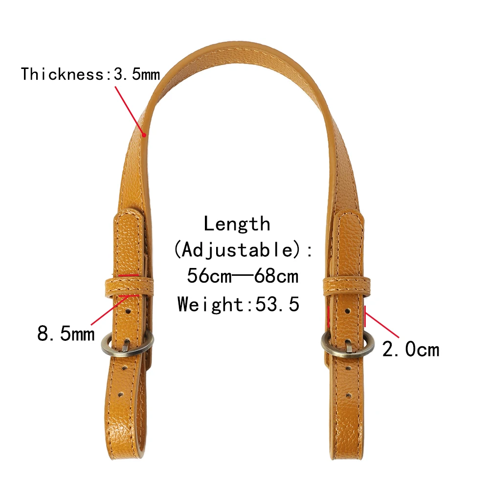 1Pc PU Leather Purse Handles 56cm to 68cm Adjustable Leather Purse Strap Double Buckle Leather Shoulder Strap Replacement