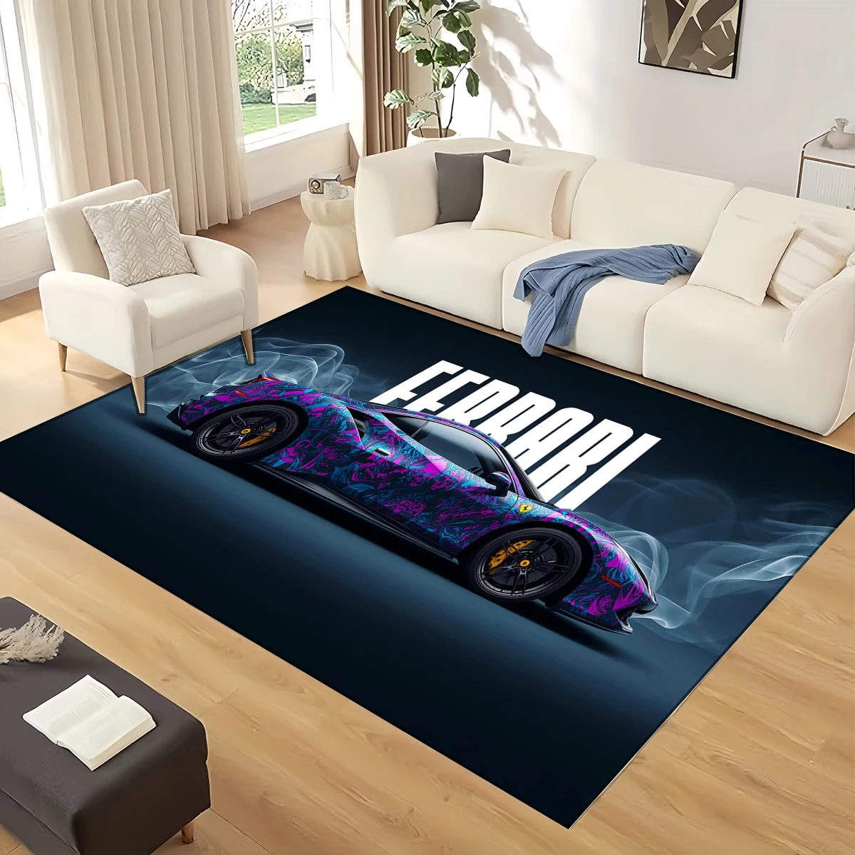 3D Vintage Motorcycle F-Ferrari Style Large Area Rug – Non-Slip Floor Mat for Garage, Living Room, Bedroom, Doormat Decor & Gift - view 6